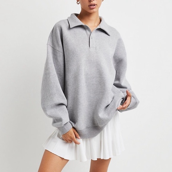 Aritzia Tops - TNA Cozy Boyfriend Polo Oversized Sweatshirt
